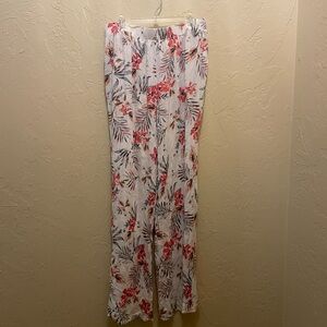 Fashion Nova White Floral Wide Leg Pants